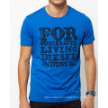 Azul com tela de volta impressão de algodão personalizado em torno do pescoço venda quente verão homens camiseta